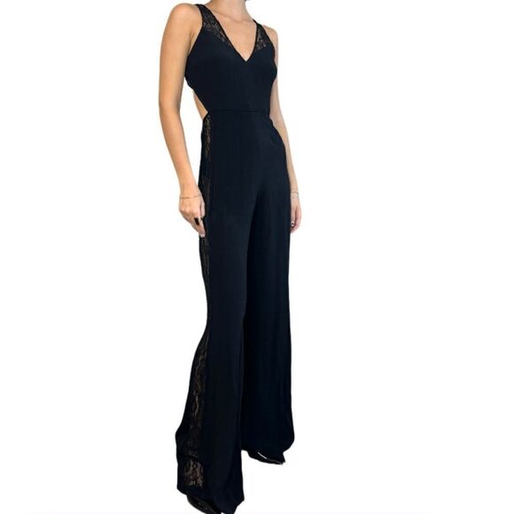 Reformation Black Jumpsuit Backless Lace Size XS/S - Picture 4 of 14